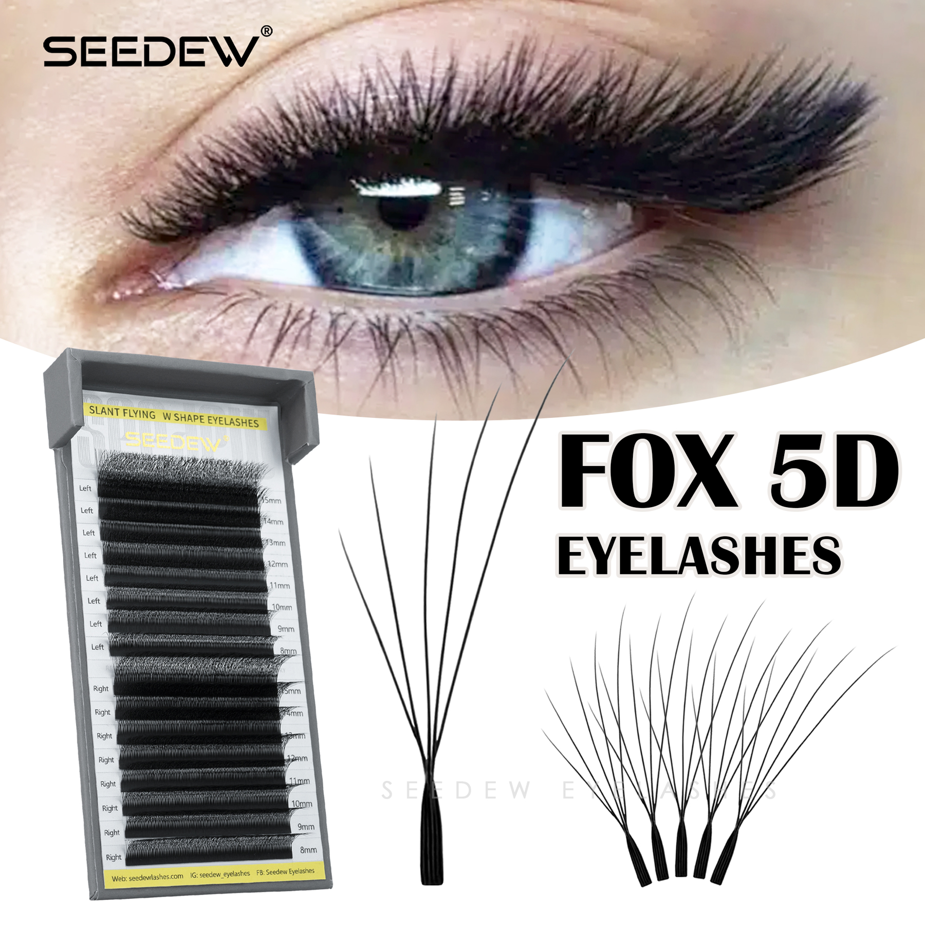 Eyelash Extension Fox Eye - SEEDEW Fox 5D Eyelash Extension W-Shaped