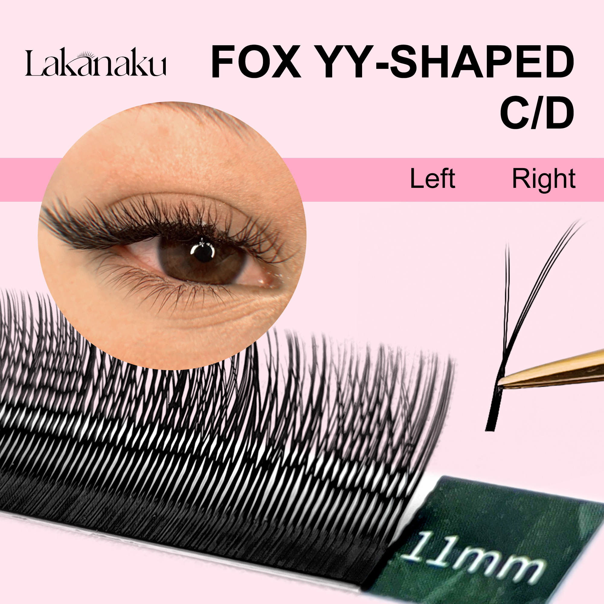 Eyelash Extension Fox Eye - LAKANAKU YY Shape Black Fox Eyes