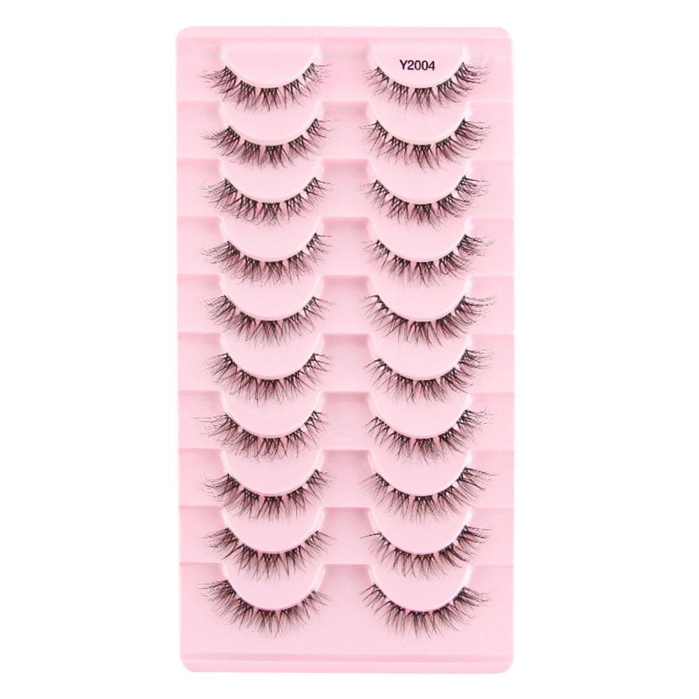 Eyelash Extension Cat Eye Wispy - Handmade 10 Pairs 3D Faux Mink