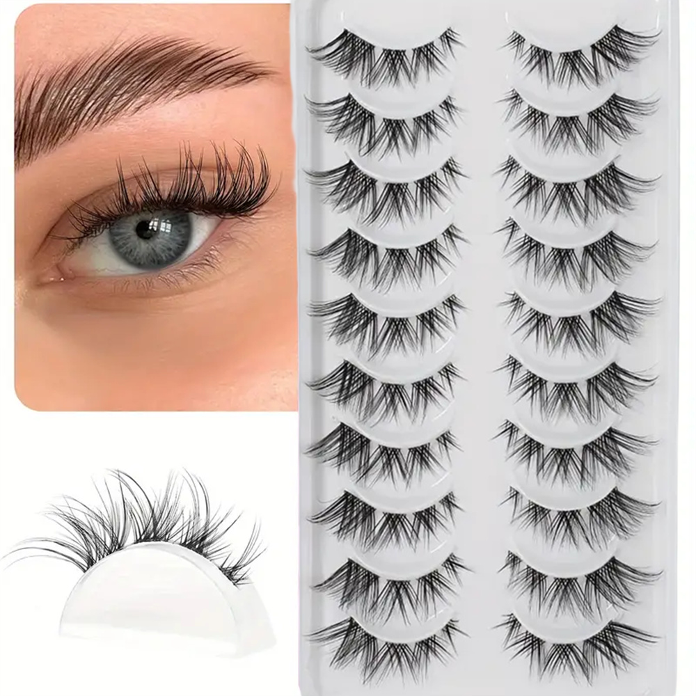 10 Pairs False Eyelashes Clust - Eyelash Extension Cat Eye Wispy recensione e prezzo