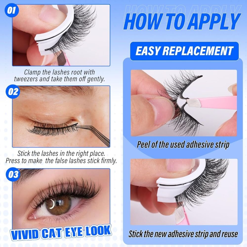 Pre Glued Self Adhesive Eyelas - Eyelash Extension Cat Eye Wispy recensione e prezzo