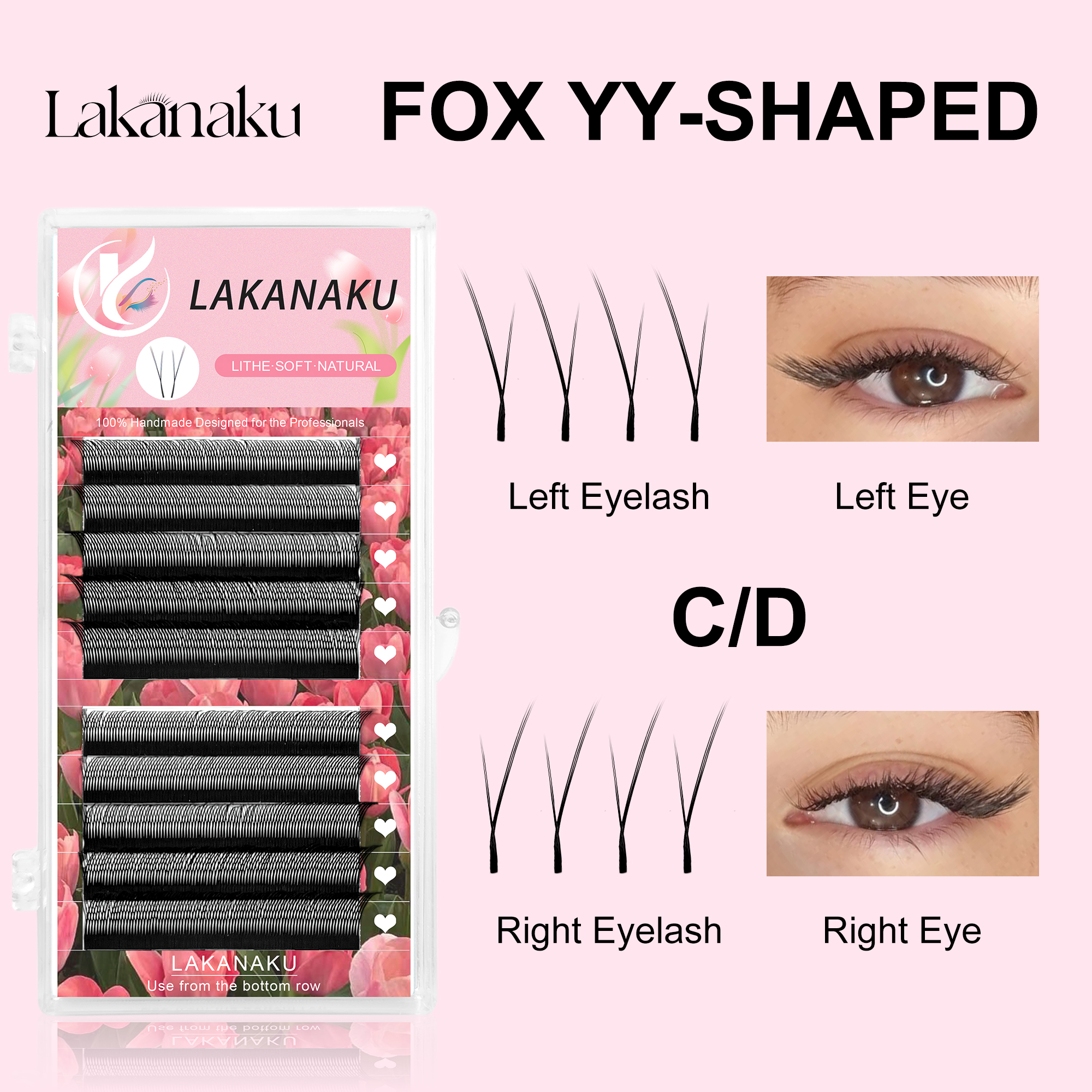 LAKANAKU YY Shape Black Fox Ey - Eyelash Extension Fox Eye recensione e prezzo