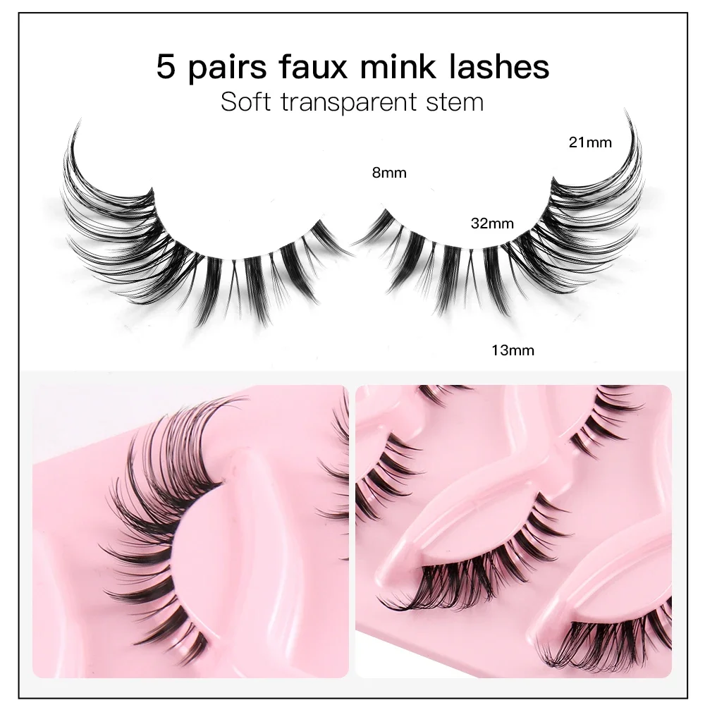 5 Pairs Cat Eye Fake Eyelashes - Eyelash Extension Fox Eye recensione e prezzo