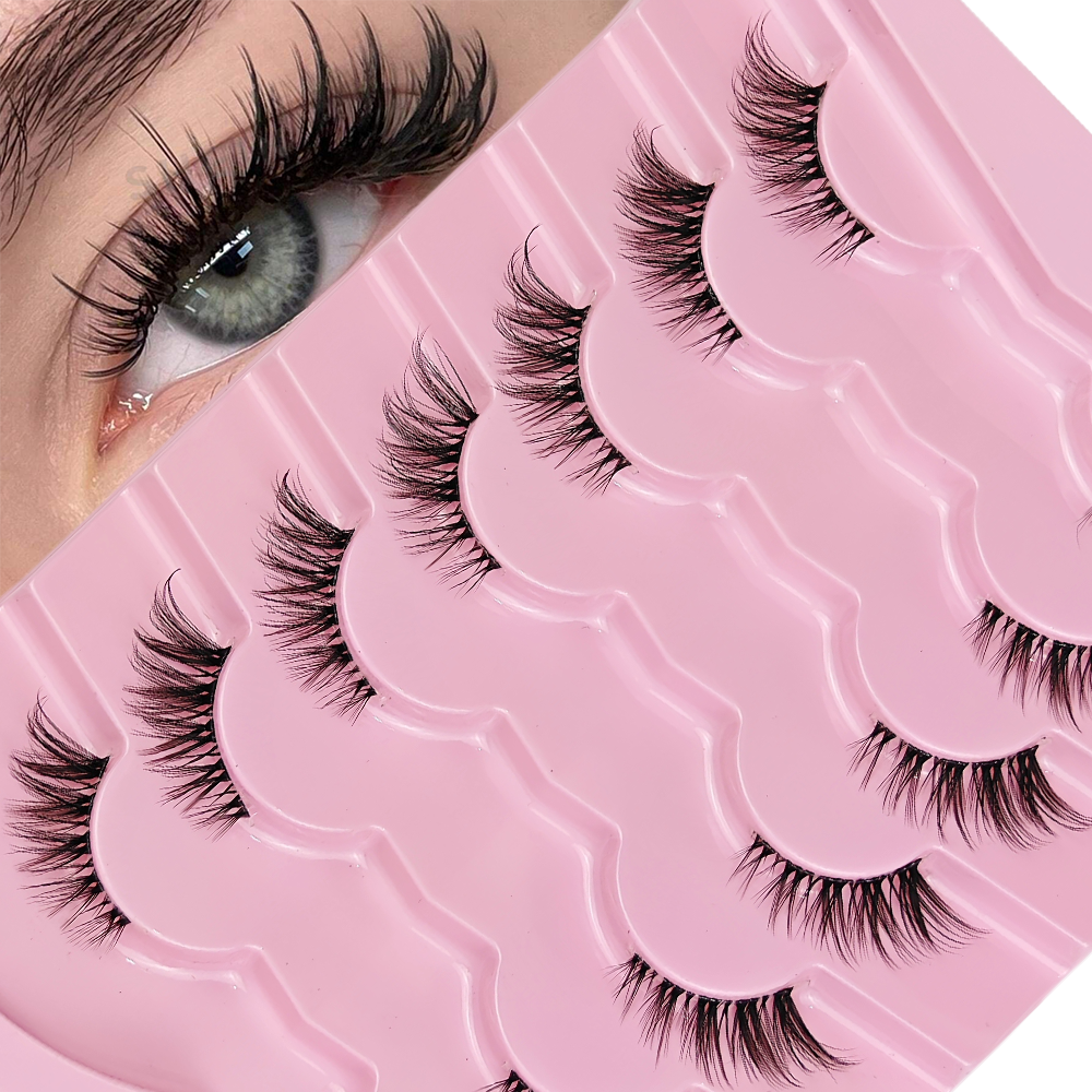 7 Pairs Half Lashes With Clear - Eyelash Extension Cat Eye Wispy recensione e prezzo