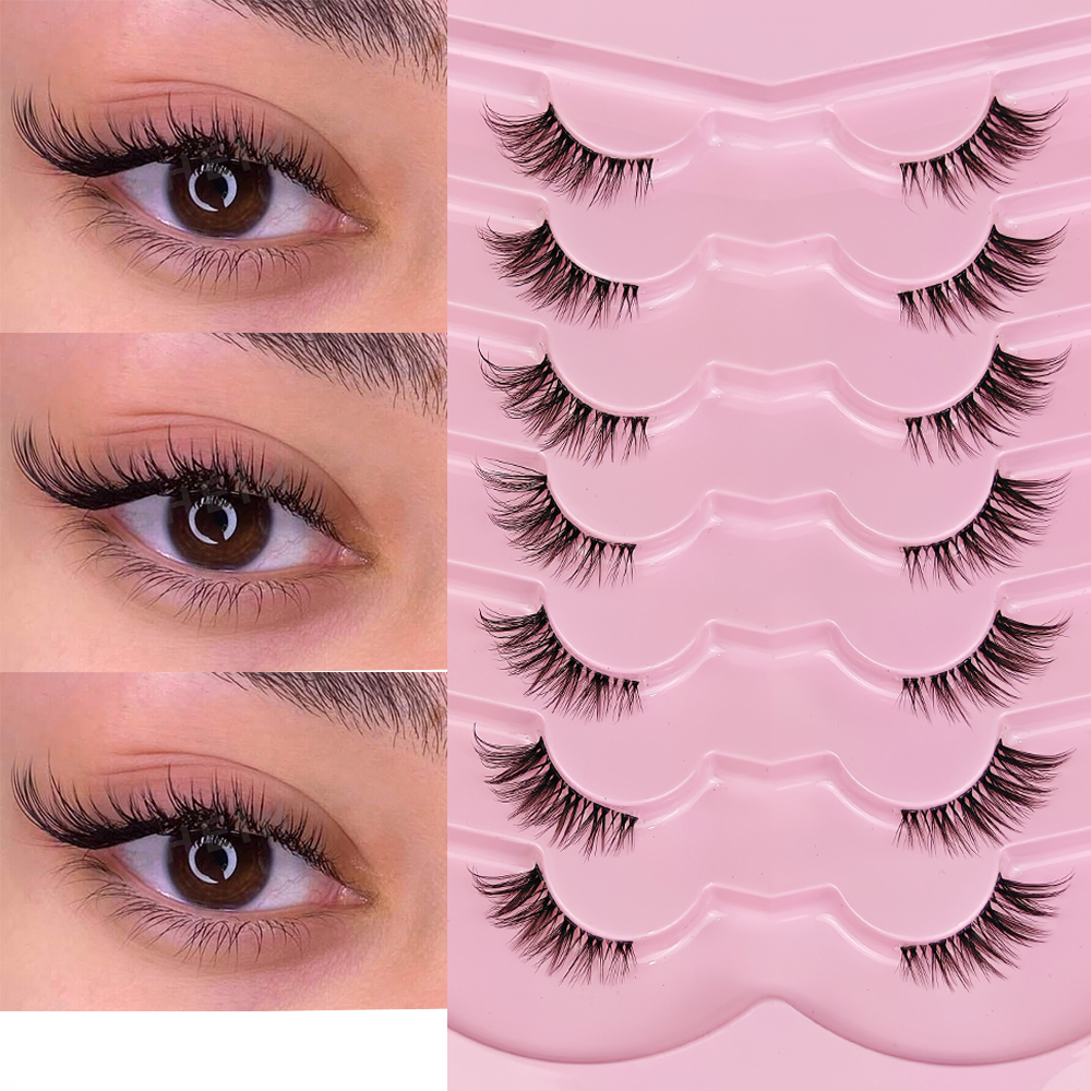 7 Pairs Half Lashes With Clear - Eyelash Extension Cat Eye Wispy recensione e prezzo