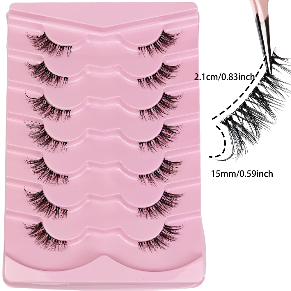 7 Pairs Half Lashes With Clear - Eyelash Extension Cat Eye Wispy recensione e prezzo